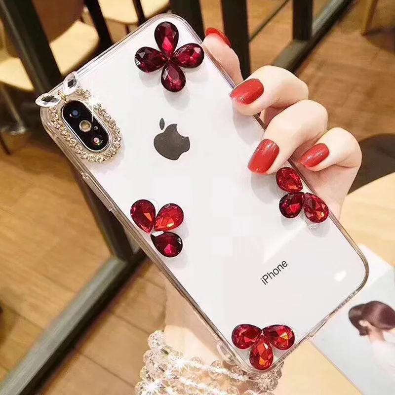 Для iPhone 11 Pro Max XR XS MAX Алмазный четырехлистный клевер мягкий прозрачный чехол для X 8