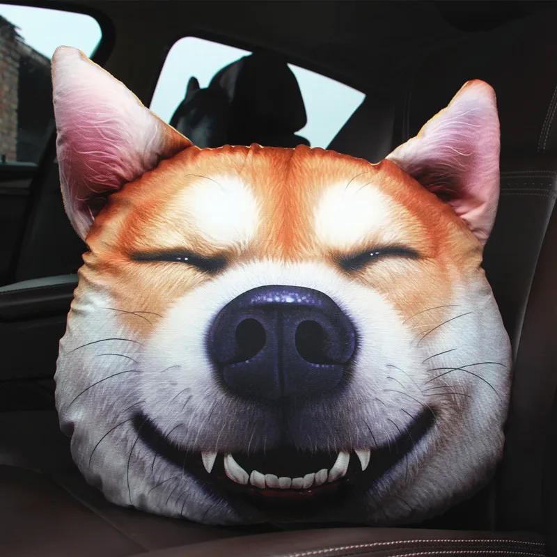 Happy Shiba Inu 3D Бог надоедливая собака головки Подушка смешной моделирования Подушка мальчика забавная Подушка Автомобильная подушка для дивана подушки - Цвет: Happy Shiba Inu