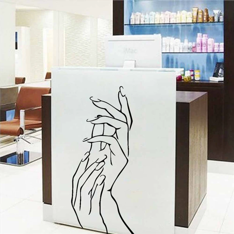 

Clapping hands nails salon bar art home decor removable living room vinyl