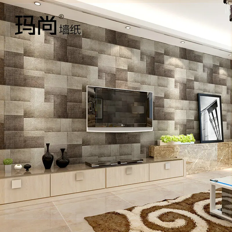 Black 3D Modern wallpapers tv background mural wall paper brick wallpaper for walls roll papers home decor stickers pi | Строительство