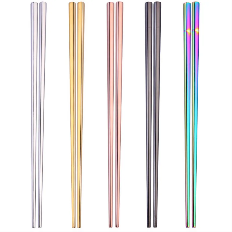 1 пара нескользящих гальванических титановых золотых палочек для еды из