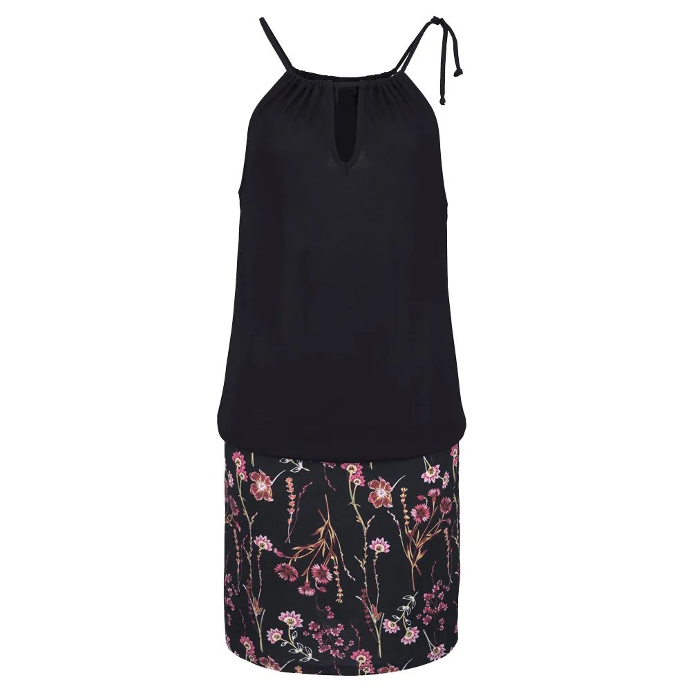 Женское пляжное платье без рукавов повседневное мини с цветочным принтом в стиле
