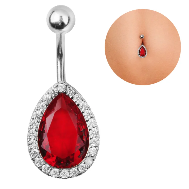 

Красный стержень для живота, медицинский стальной противоаллергенный гвоздь, Высококачественная капля воды, циркониевая пупка, пупка, коль...