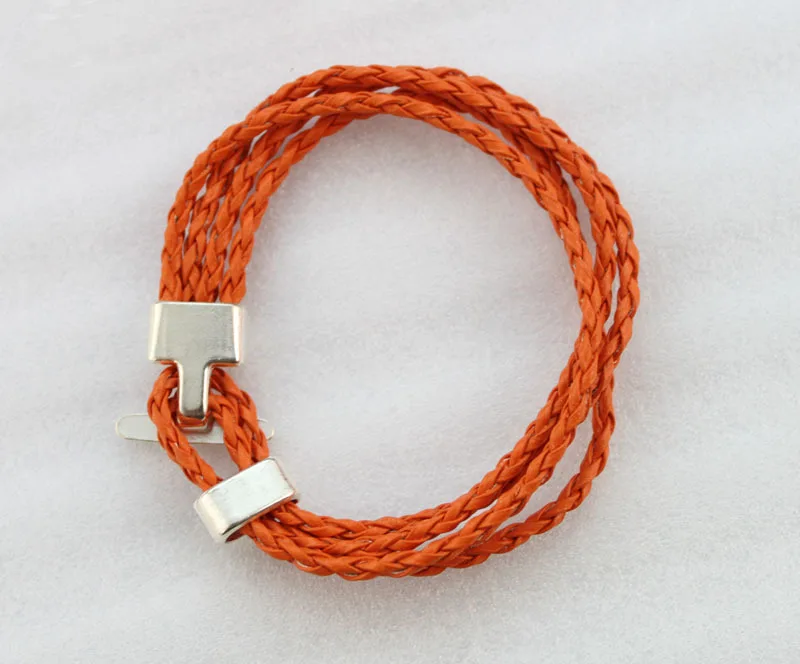 12 шт оранжевые кожаные Многослойные браслеты на застежке 20 см #23043|bracelet stud|bracelet