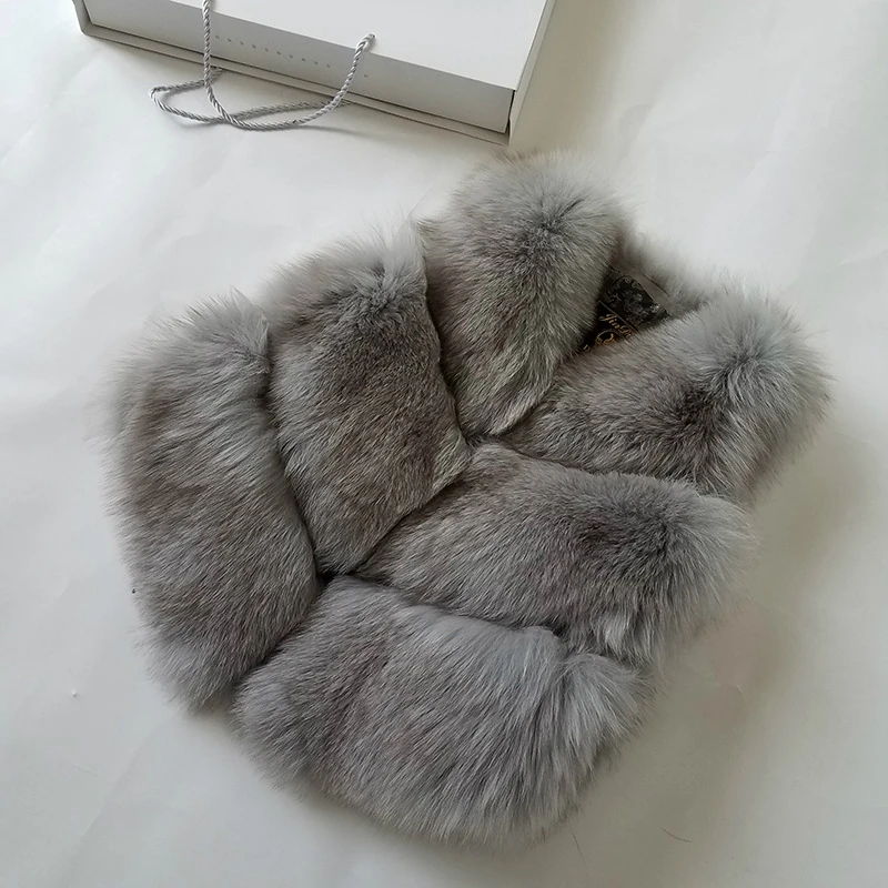 grey OFTBUY, повседневный меховой жилет, зимняя куртка, пальто для женщин, натуральный мех енота, женский жилет, теплый толстый короткий жилет, женская уличная одежда - Цвет: grey