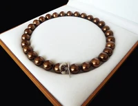 fashion girl hot selling natural aaa 12mm chocolate color shell pearl fashion necklace