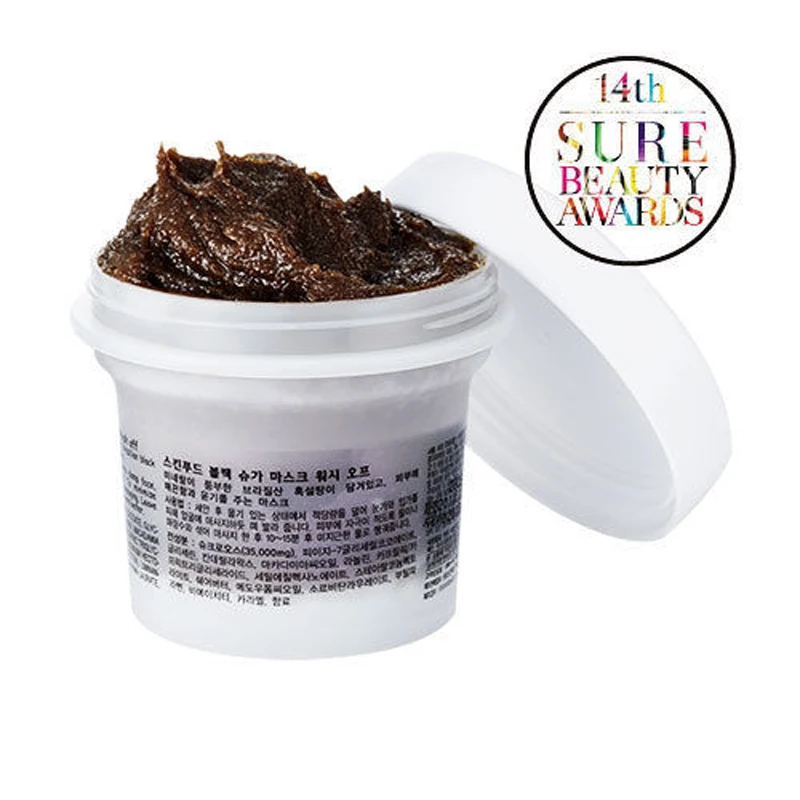 Skin Food черного сахарного маску 100g Корейская маска для лица средство от черных
