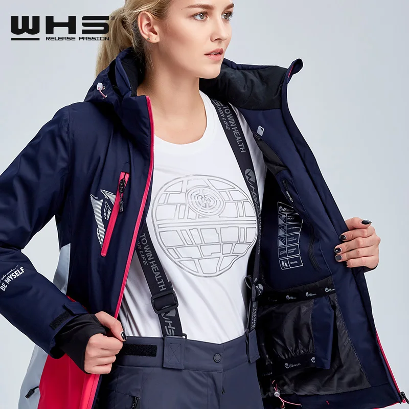 WHS Для женщин лыжные куртки брендовая ветрозащитная Лыжная куртка Женские сапоги