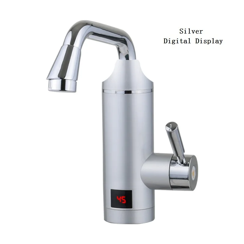 Silver 220V DMWD 3000 Вт электрический водонагреватель кухня горячая вода кран для кухни проточный водонагреватель цифровой дисплей 220 В - Цвет: Silver 220V