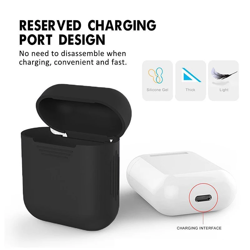 Комплект аксессуаров для наушников 4 в 1 противоударный чехол Airpods силиконовый +