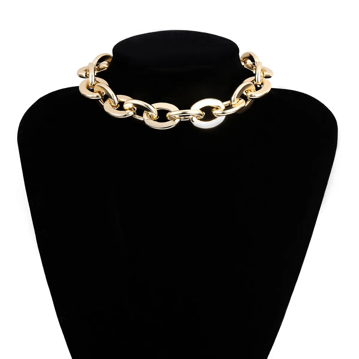 Golden Necklace IngeSight. Z винтажное кубинское толстое ожерелье-чокер с воротником s, крупное Золотое массивное ожерелье, браслет для женщин, ювелирный набор - Окраска металла: Golden Necklace