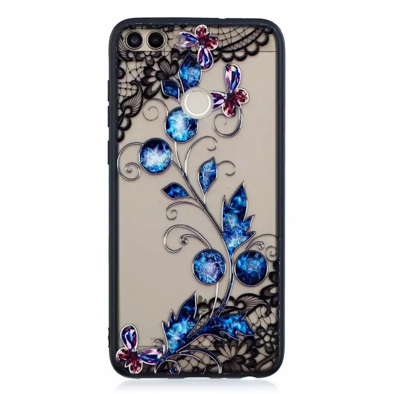 Butterfly Flower Чехол PDGB из ТПУ с рельефным 3D кружевом и цветами для huawei P20 Lite P SMART Honor 8A 8X9 10 Y5 Y9 Y6 Pro - Цвет: Butterfly Flower