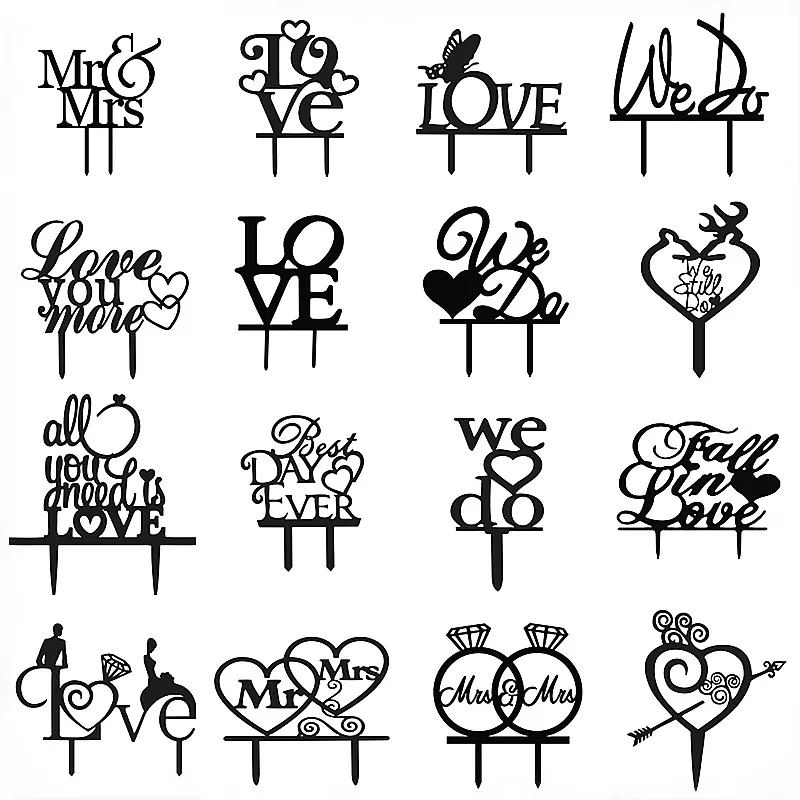 

Black We Do Love You Mrs & Mrs Acrylic Cake Topper Mr & Mrs Cake Flags For Wedding Anniversary Party Cake Baking Decor