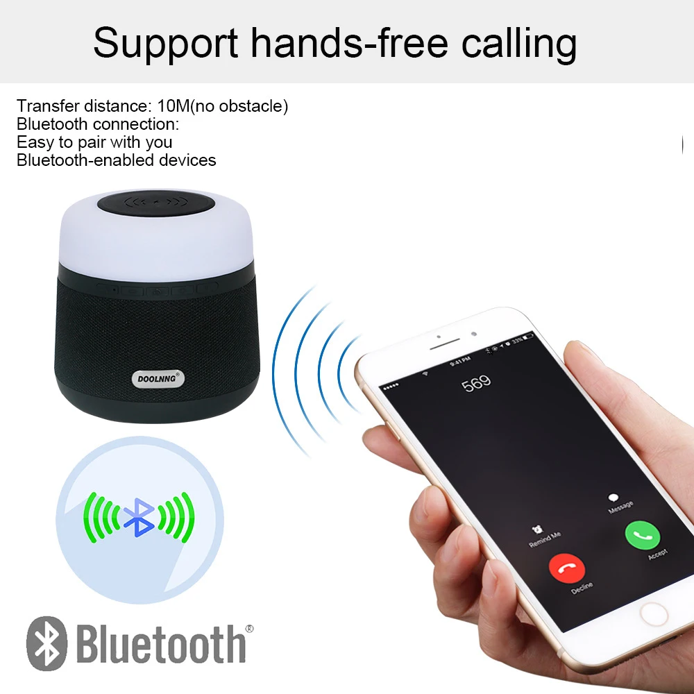 DOOLNNG NR3500 беспроводной зарядки Bluetooth динамик с красочными ночник 10 Вт Мощный