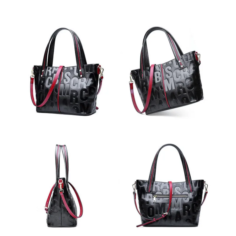 Genuine Leather Women Bags Letter Printed Female Cowhide HandBags High Quality Shoulder Bag Casual Ladies tote Sac femme | Багаж и сумки