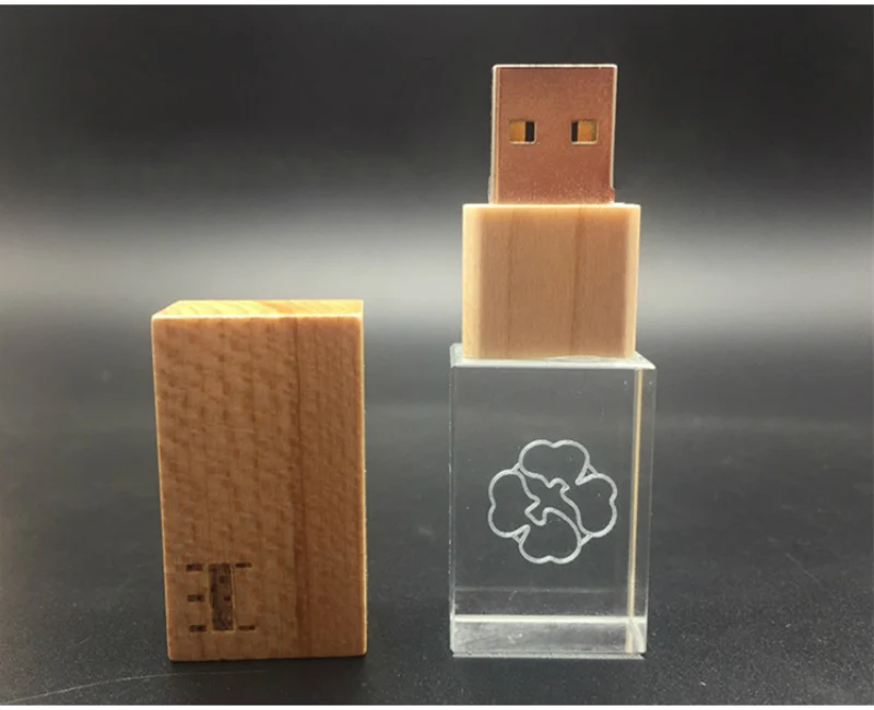 Пользовательские DIY 3D Cystal внутри Логотип Деревянный кристалл карта памяти USB 2 0 4