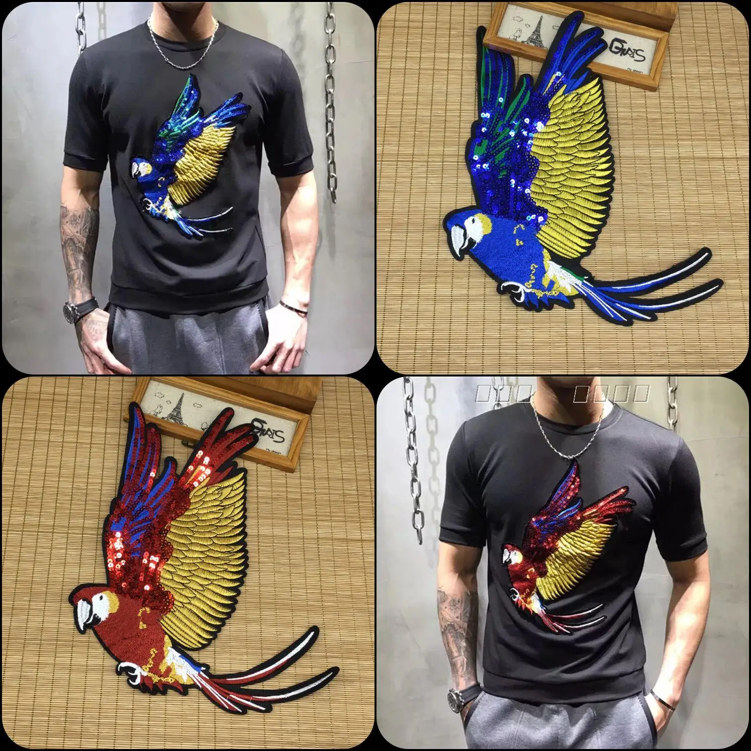 

DIY new Macaws fly embroidery cloth patch DIY accessories Sequins applique 1 order=2 pcs size:18*35cm