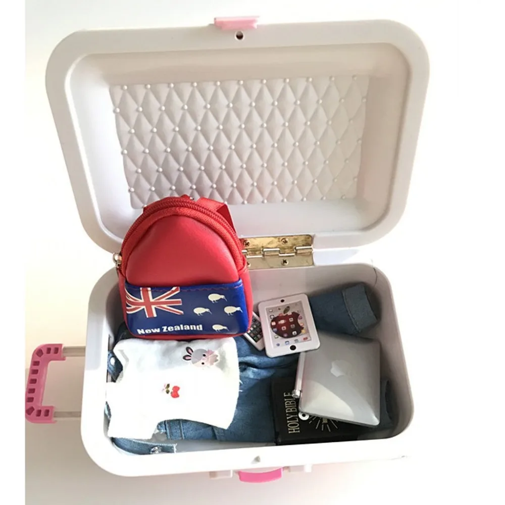 1:6 масштаб мода чемодан путешествия Чемодан Чехлы для 18 дюймов American Girl Doll 16 Salon