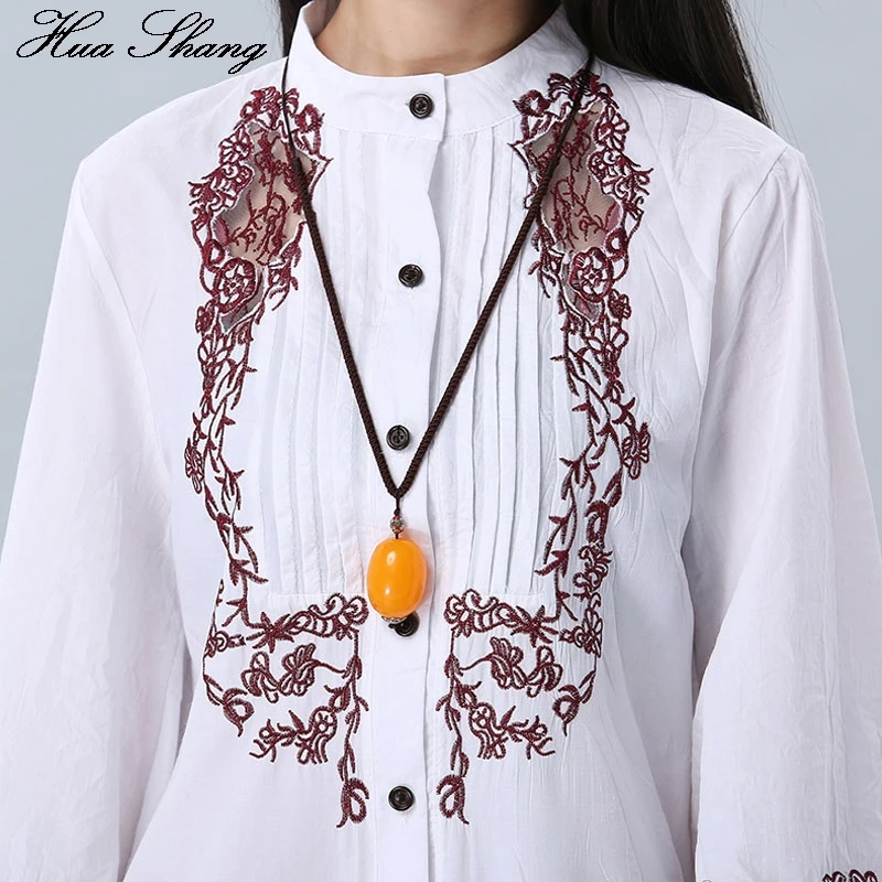 Женская хлопковая рубашка с цветочной вышивкой белая элегантная прозрачная