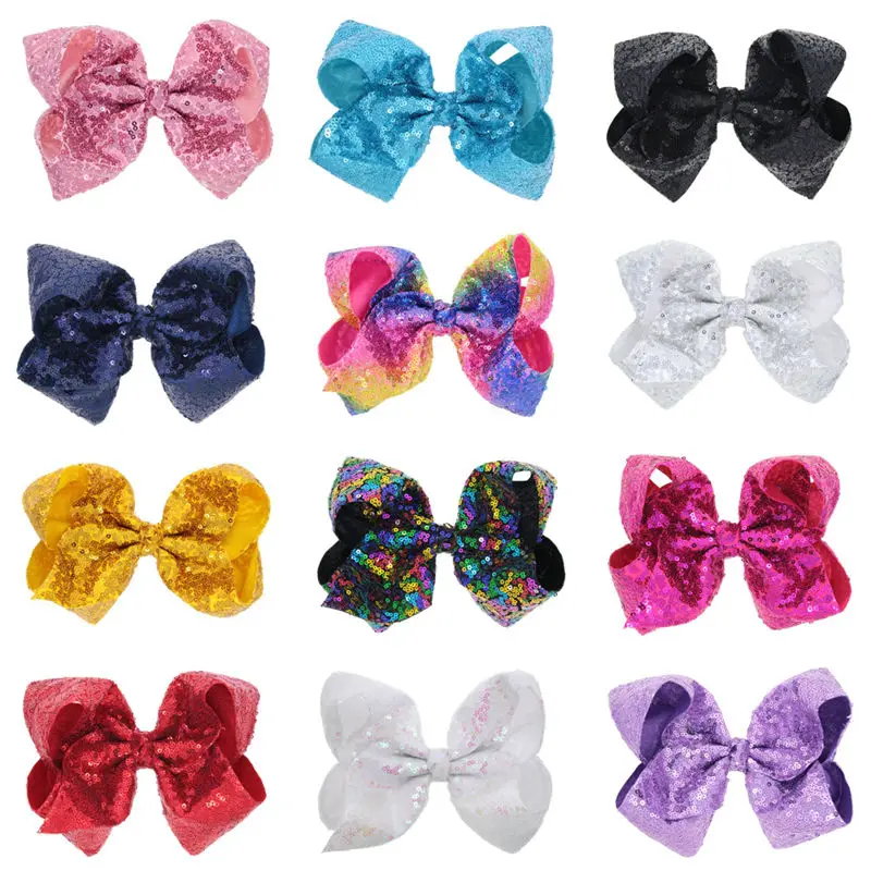 

Naturalwell Large Hair Bow Children hair bows Big girl hairclip Woman sequin hair bow you choose colors hair accessories BB020S