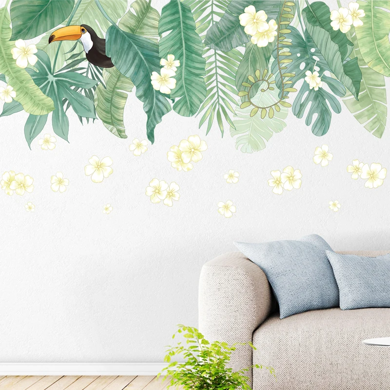 

73*115cm Green Leaf Home Decoration Wall Sticker Flower Living Room Bedroom Wall Decals Poster Wallpaper