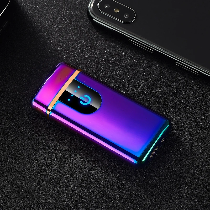 USB двойная дуговая перезаряжаемая зажигалка ветрозащитный Светодиодный дисплей