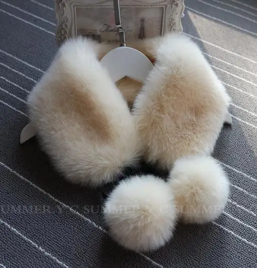 beige 9 цветов 56 см* 12 см воротник из искусственного меха однотонный зимний шарф Женская Ручная работа кролик меховой шарф женские зимние меховые обертывания кольца шарфы - Цвет: beige