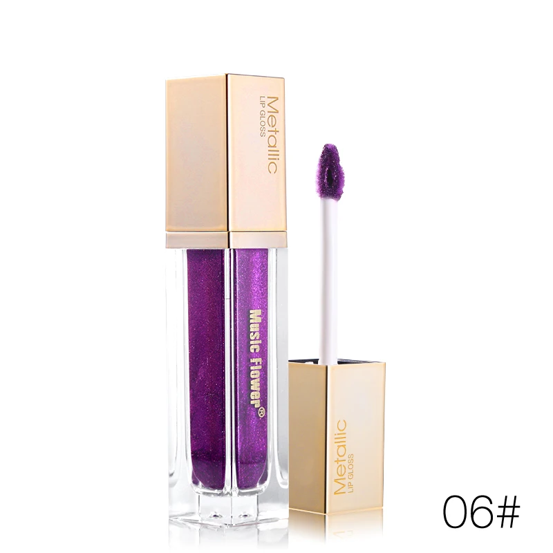 06 Royal Purple Музыкальный цветок, 8 цветов, жидкая металлическая губная помада, водостойкая, алмазный блеск, блеск для губ, кремовая краска, увлажняющий, сексуальный пигмент, косметика - Цвет: 06 Royal Purple