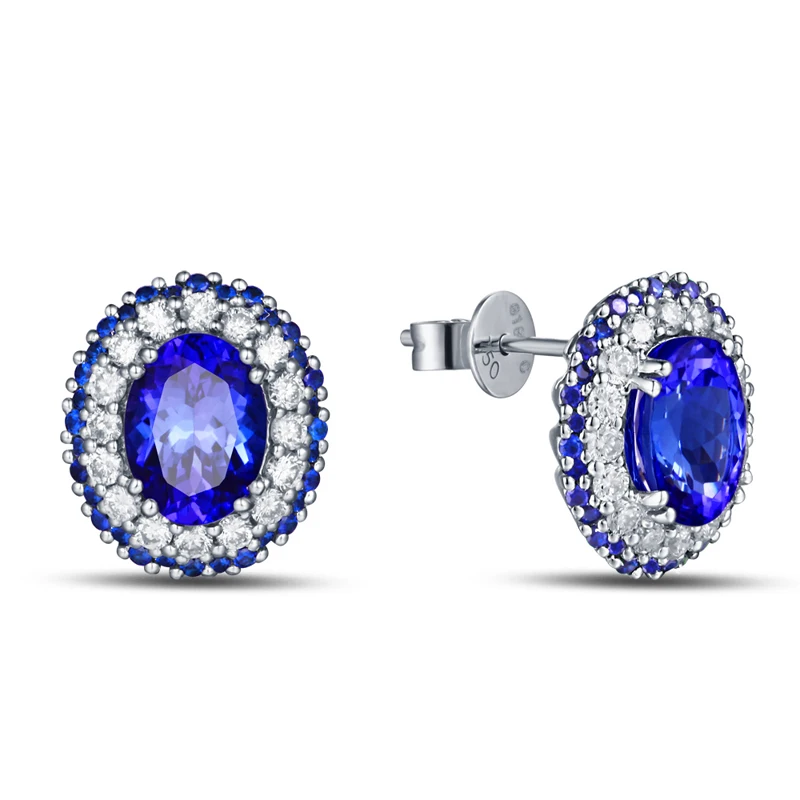 Ювелирные изделия Caimao 14 к белое золото 2.08ct визуальный синий Танзанит натуральные