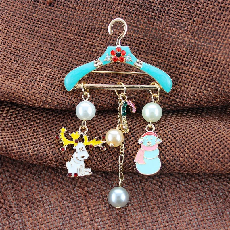 XQ popular woman jewelry Holiday Gift White Christmas Shoes Crayon Umbrella Shape pearl Brooch for Men Women Zinc alloy Pins | Украшения и