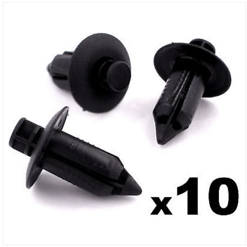 

10x Black Plastic Trim Clips suitable for some Nissan Panels, Shields, Fascias