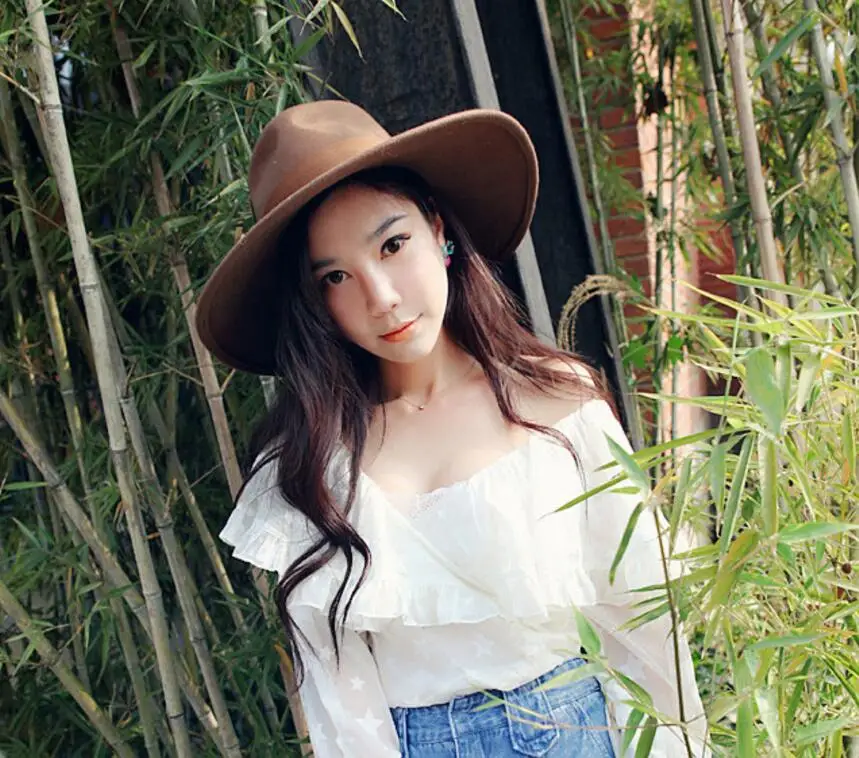 5 шт. стильные мужские шапки из чистой шерсти с широкими полями 12 см Fedora 2018 зимние