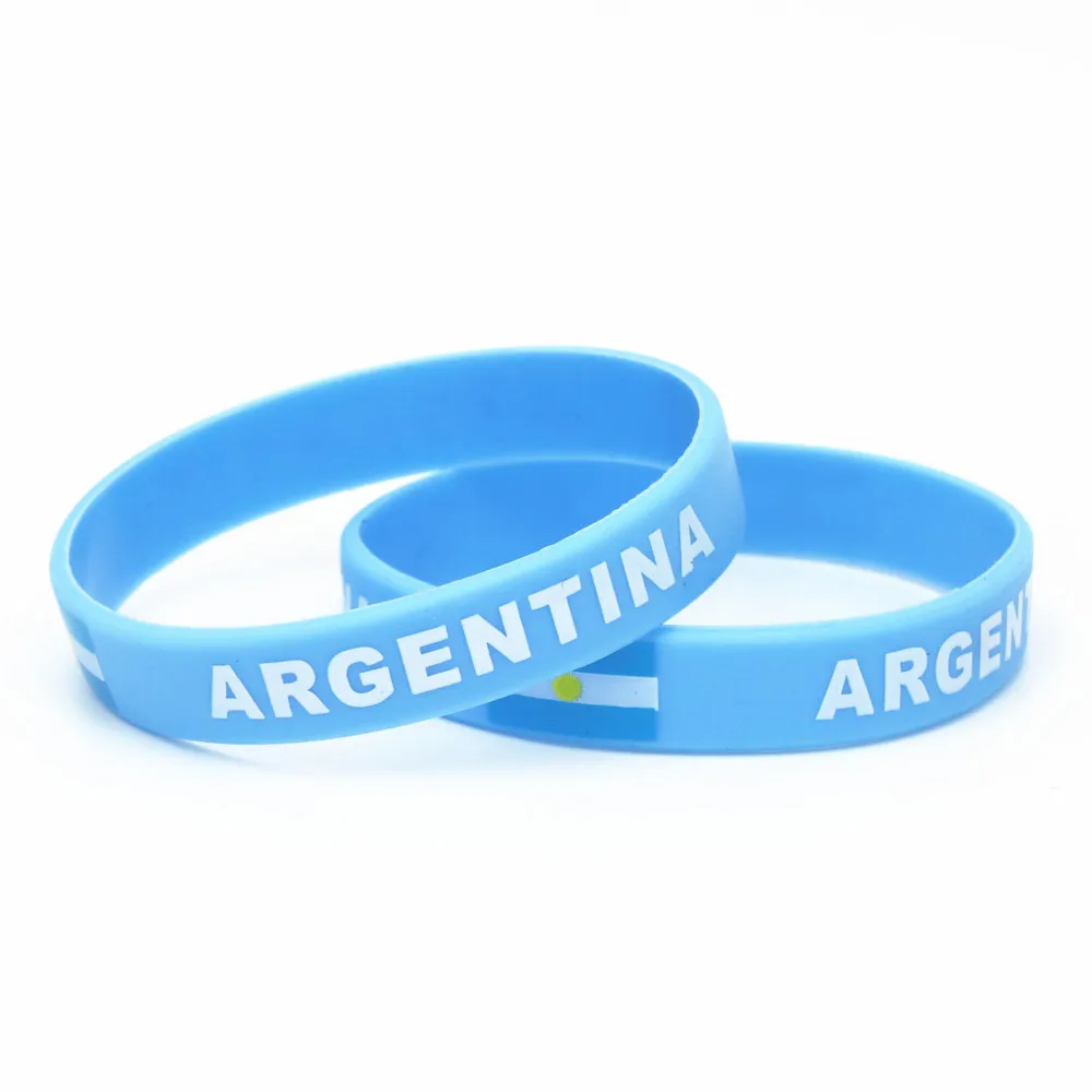 

1PC Blue Argentina Flag Soccer Sport Wristband Blue White Football Teams Silicone Rubber Bracelets&Bangles Souvenir 2018 SH231
