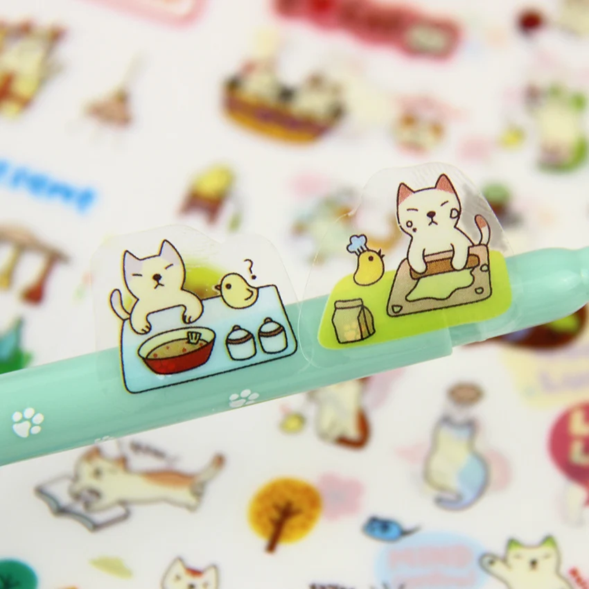 6 листов/комплект книга стикеры в виде Kawaii Cat Дневник Блокнот ручной работы