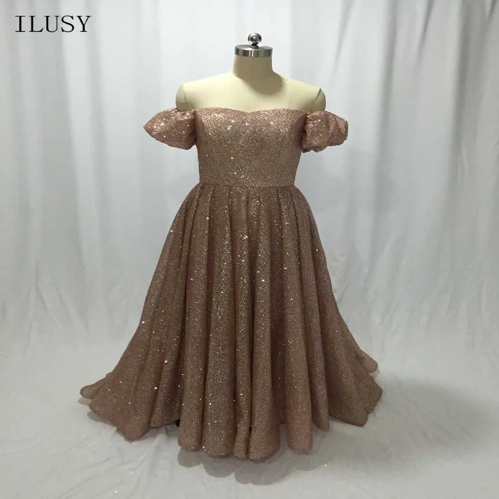 ILUSY A силуэт Вечерние платья Блестящие блестящие милое пышные вечерние с рукавами