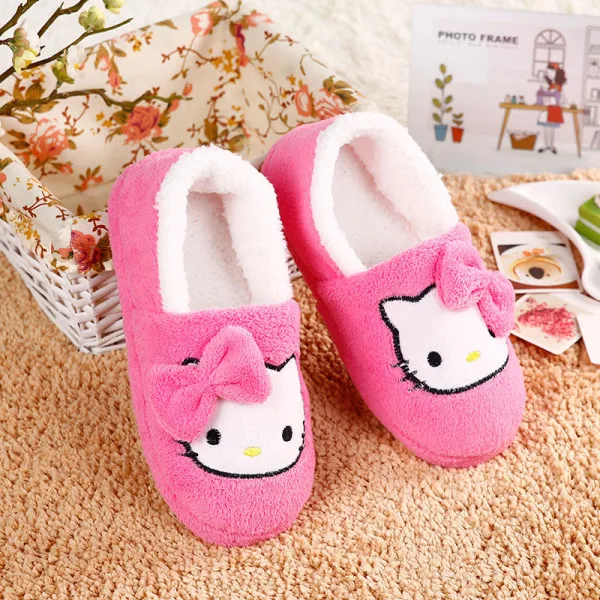 hot pink 36-37 Новинка; женская обувь «hello kitty»; тонкий светильник; домашние тапочки; домашняя обувь из плюша - Цвет: hot pink 36-37