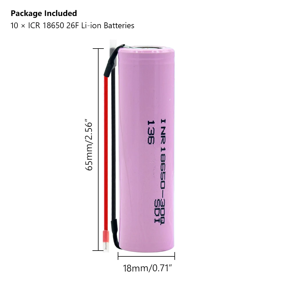 INR 18650 30Q литий ионный аккумулятор 20A 3000mAh Перезаряжаемый для Vape светодиодный