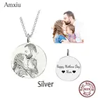Amxiu индивидуальный кулон с изображением влюбленных на заказ, ожерелье из стерлингового серебра 925 пробы с гравировкой имени, ожерелье с фото, ювелирные изделия