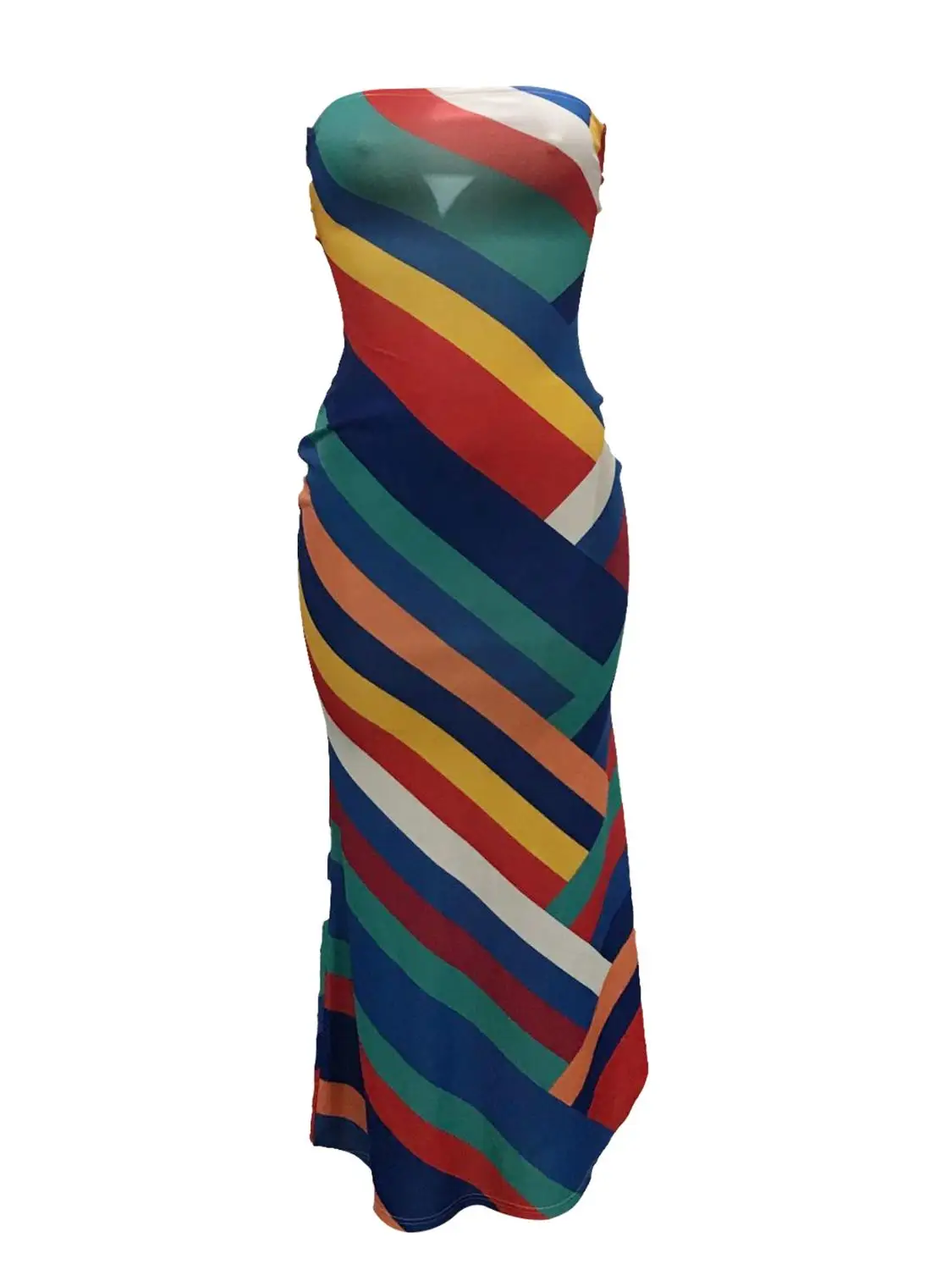 Joiekuno 2019 Striped Fashion Club Full Vestidos Lady High Quality Bodycon Strapless Party Sexy Long dress Women YS6049 | Женская одежда