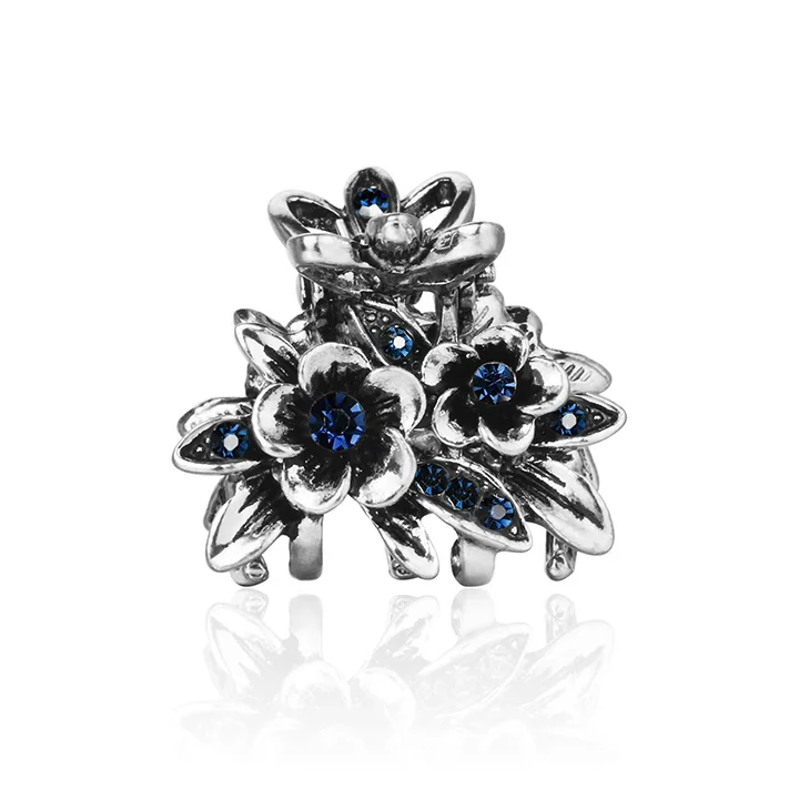 Dark Blue Color Маленький винтажный цвет: старое серебро заколка для волос мини металлическая заколка для волос с цветком конский хвост заколка для волос аксессуар для женщин HC038 - Цвет: Dark Blue Color