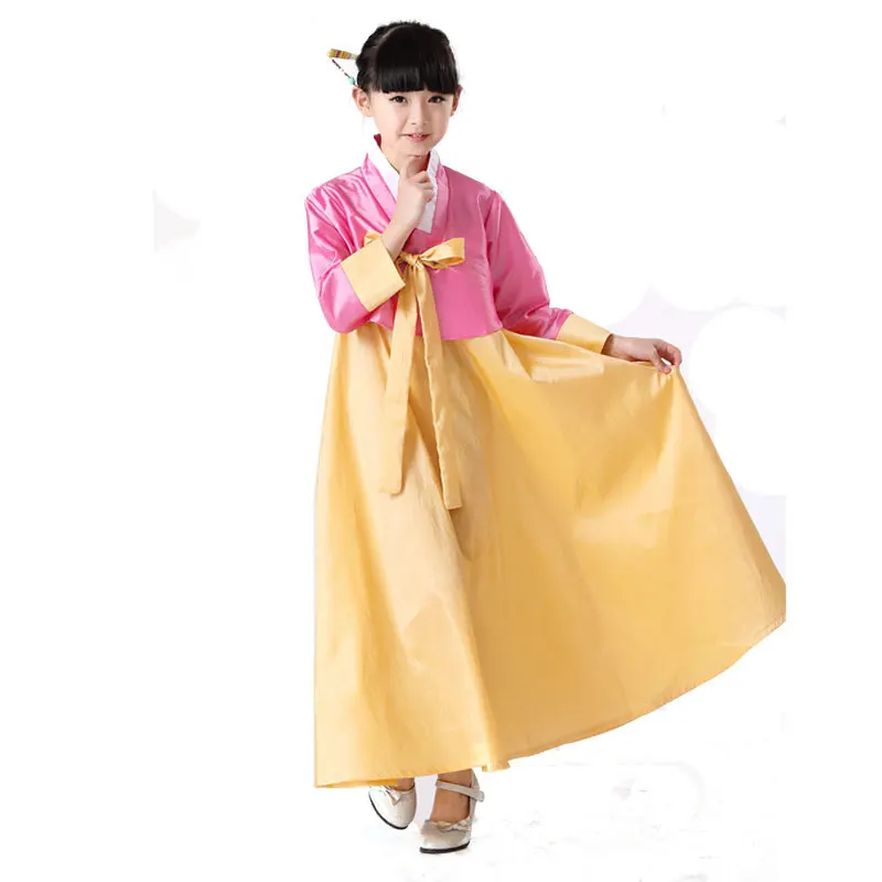 Новинка 120 150 см детская блузка Hanbok + юбка для девочки костюм сценических танцев
