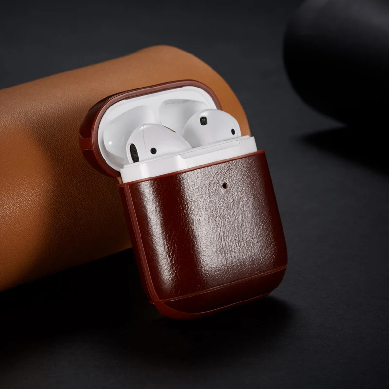 Dark Brown Чехол для наушников для Apple Airpod, аксессуары для AirPods, чехол, роскошный кожаный чехол для хранения, беспроводные наушники, ПУ+ PC чехол для зарядки - Цвет: Dark Brown