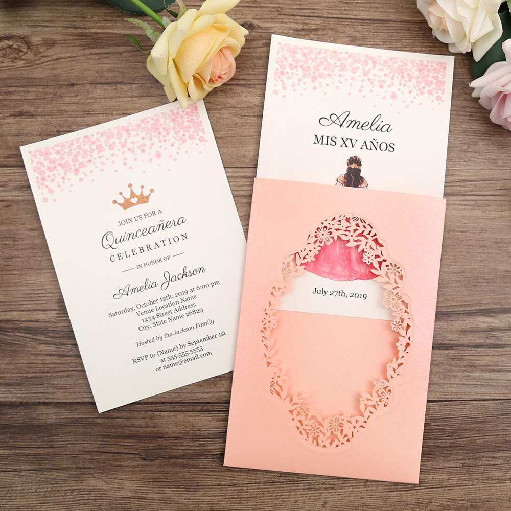 Приглашение на годовщину свадьбу 50 шт. розовый темно-синий бордовый золотой