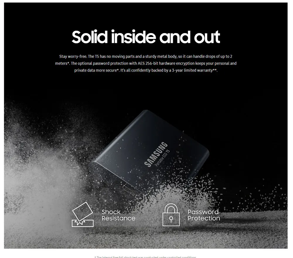 Samsung портативный SSD T5 500GB 1 ТБ 2 ТБ внешний твердотельный HD жесткий диск USB 3,1 Gen2(10 Гбит/с) для ноутбуков и ПК