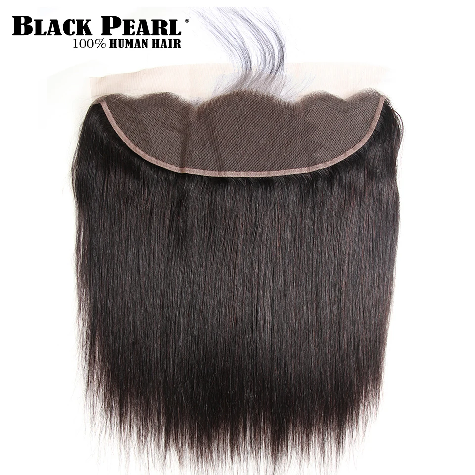 Черный жемчуг Кружева Фронтальная застежка бразильские прямые волосы 13x4 фронтальная Remy человеческие волосы натуральный Цвет часть 8-18 дюймов
