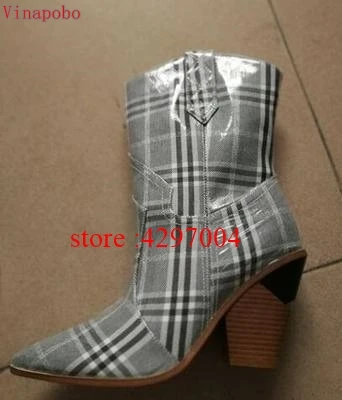 Fashion Cowboy Ankle Boots Women Shoes Pu Leather Wedge Chunky High Heel Boots Snake Print Western Cowgirl Boots Black PINK - Цвет: as the picture