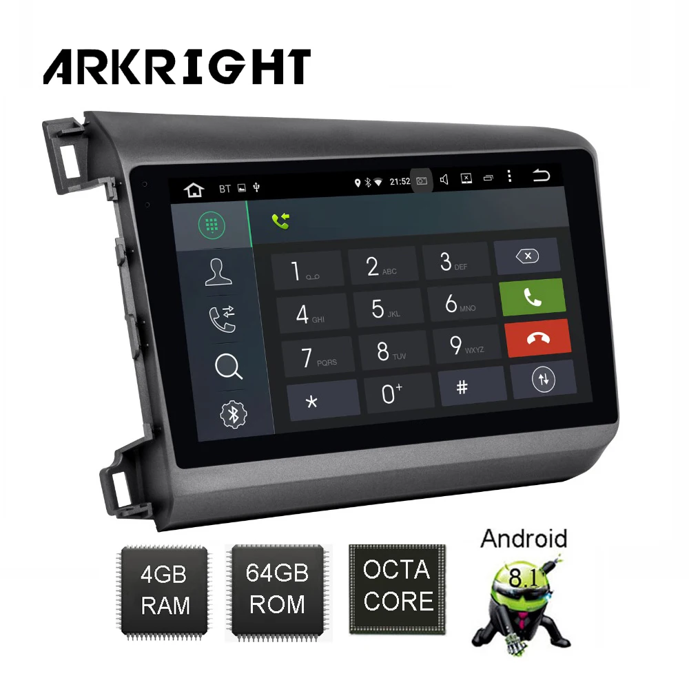 Автомагнитола ARKRIGHT с GPS Навигатором 2Din Android 8 1 4 + 64 ГБ DSP для Honda Civic 2012
