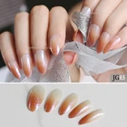 Накладные ногти с коричневыми полупрозрачными натуральными ногтями, синие розы, градиентные, розовые, белые, 24 шт., красные, миндалевидные, овальные