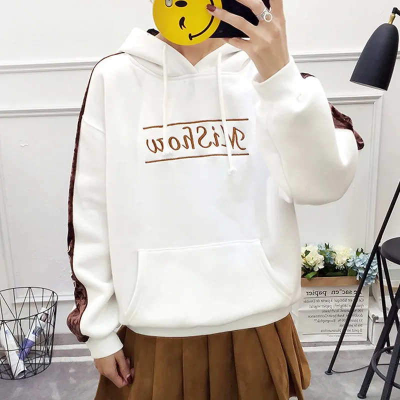 2018 осень-зима Толстовки для Для женщин Повседневное письмо Вышивка кофты Femme