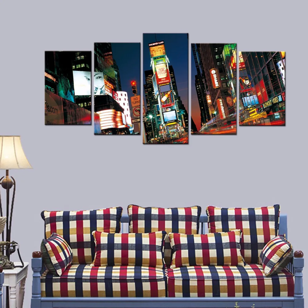 Городской пейзаж настенные принты 5 панелей современный городской фотографии